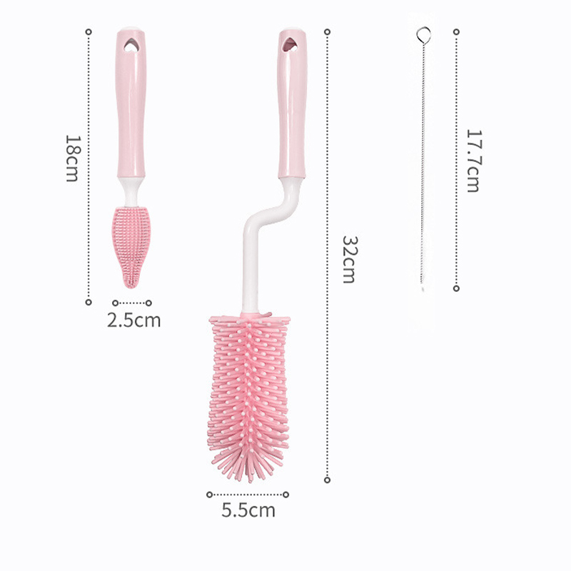 Cây cọ rửa bình sữa 3 món cao cấp silicon