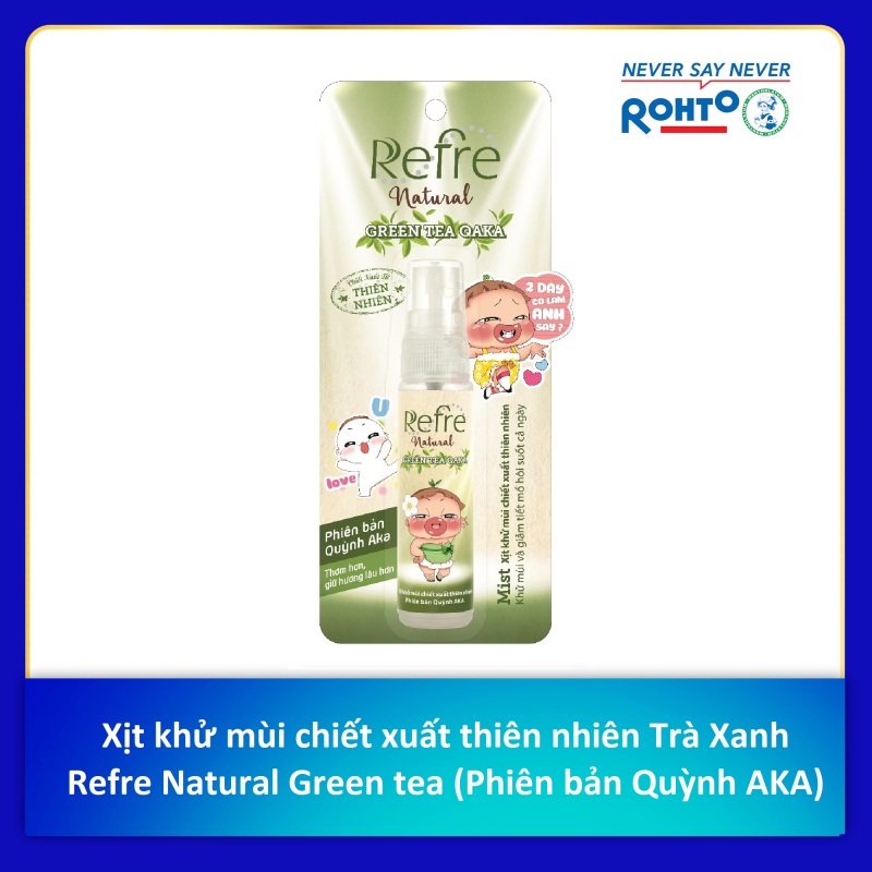 Xịt Khử Mùi Refre Natural Green Tea Hương Trà Xanh 30Ml (Phiên bản Quỳnh Aka) cao cấp