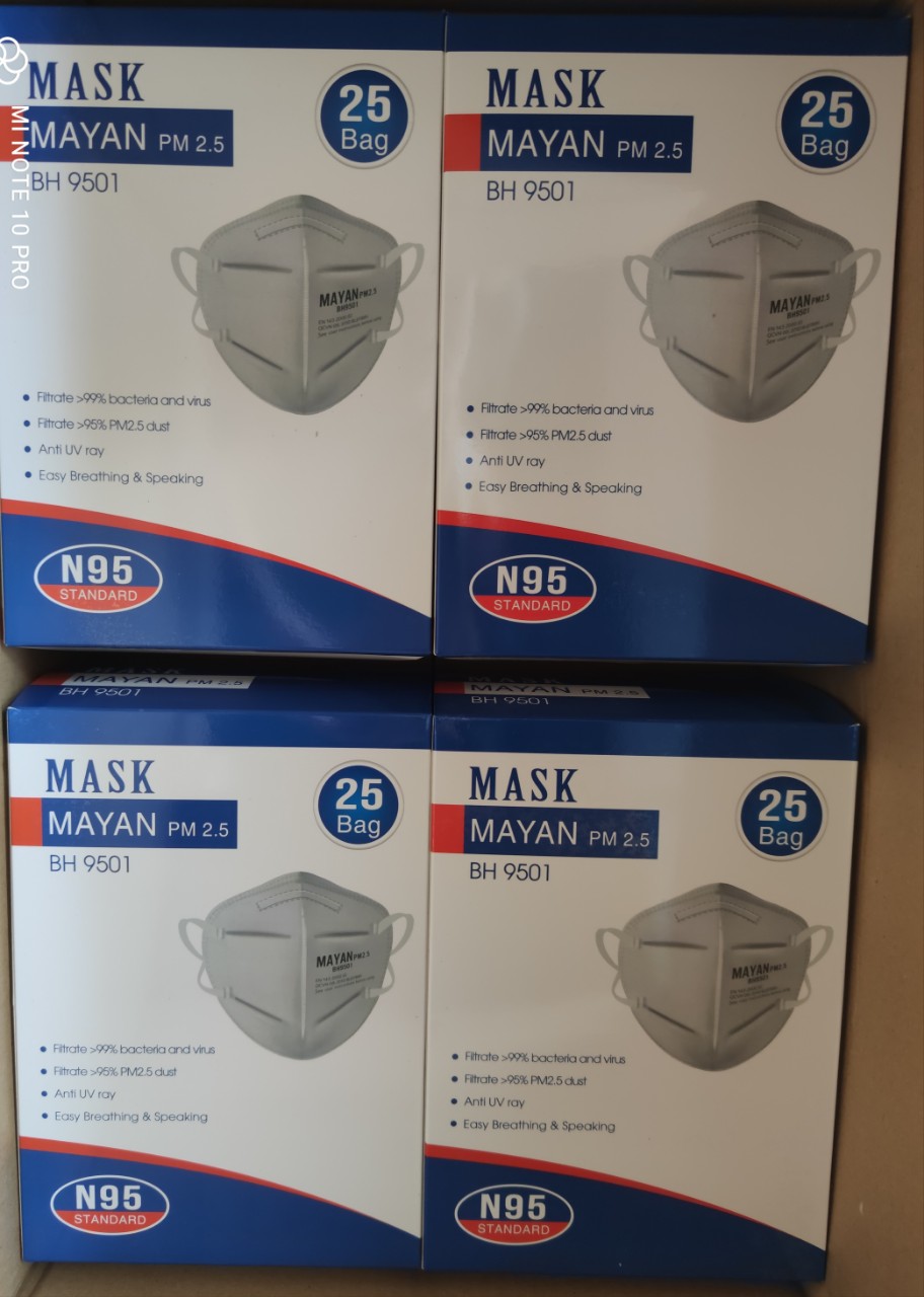 Khẩu trang N95 MAYAN  PM2.5 túi 2 cái