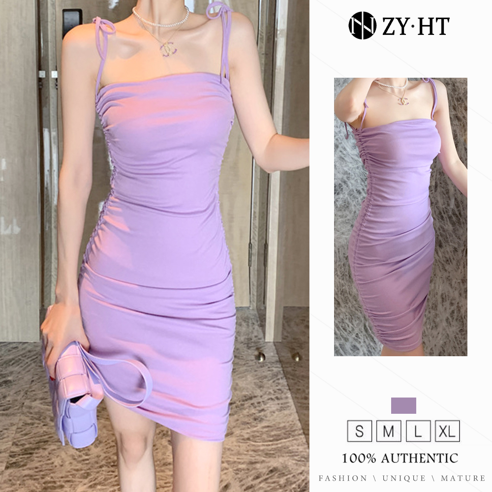 ZYHT đầm màu tía đầm ôm sát đầm gợi cảm đầm một dây đầm có dây điều chỉnh đầm ngắn đầm hàn quốc đầm thời trang đẹp đầm công sở đầm sexy đầm gợi cảm đầm địu 3935