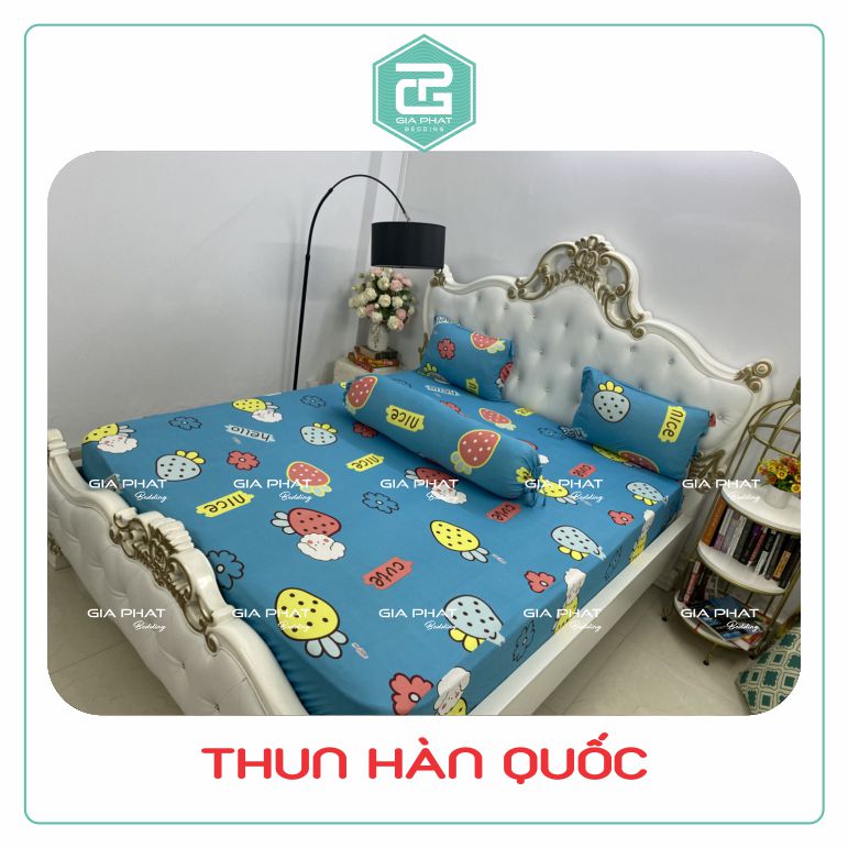 Bộ ga gối Thun Lạnh Hàn Quốc { 4 món : 1 ga bọc + 2 vỏ gối nằm + 1 vỏ gối ôm }