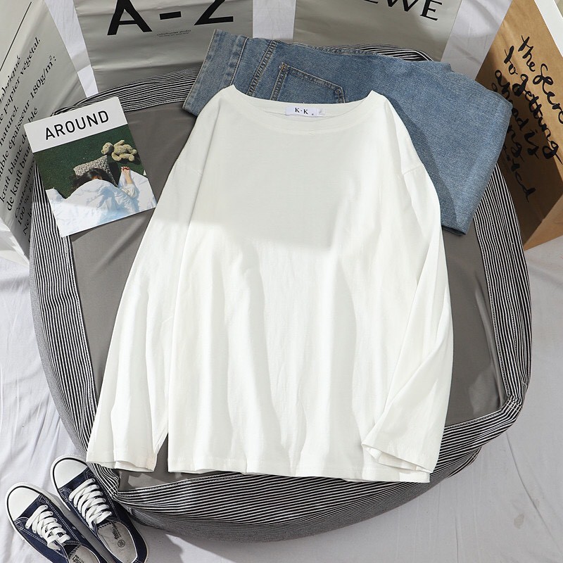 Áo Phông Tay Dài Unisex Phom Rộng