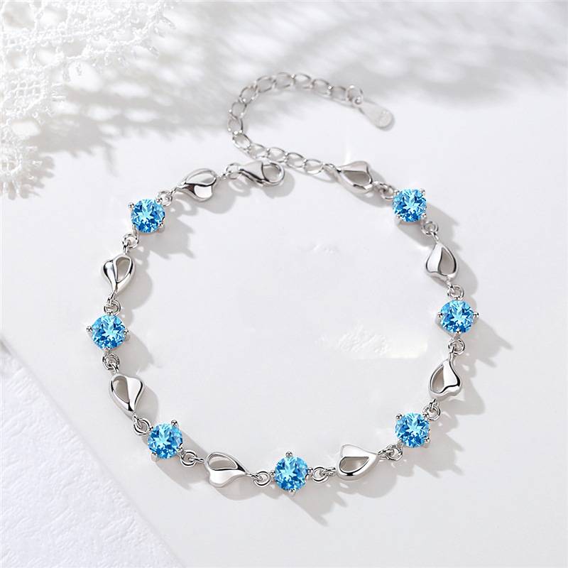 Lắc Tay nữ Bạc Ý S925 Đính Đá Zircon Sang Trọng Quí Phái LTZIRCONXANH3