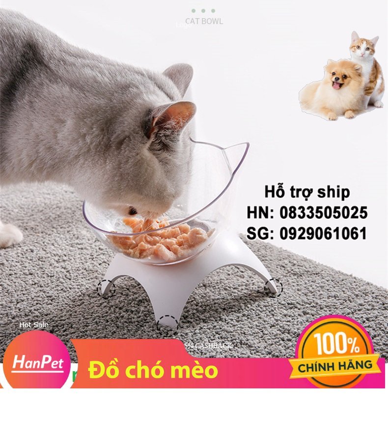 Hanpet - BÁT NHỰA NGHIÊNG CHO CHÓ MÈO - CHÉN ĐỰNG THỨC ĂN CHỐNG GÙ THÚ CƯNG NHỎ