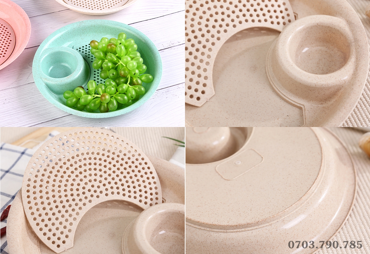 [HCM]Dĩa Nhựa Lúa Mạch Có Chén Chấm Tiện Lợi - ĐK 25cm