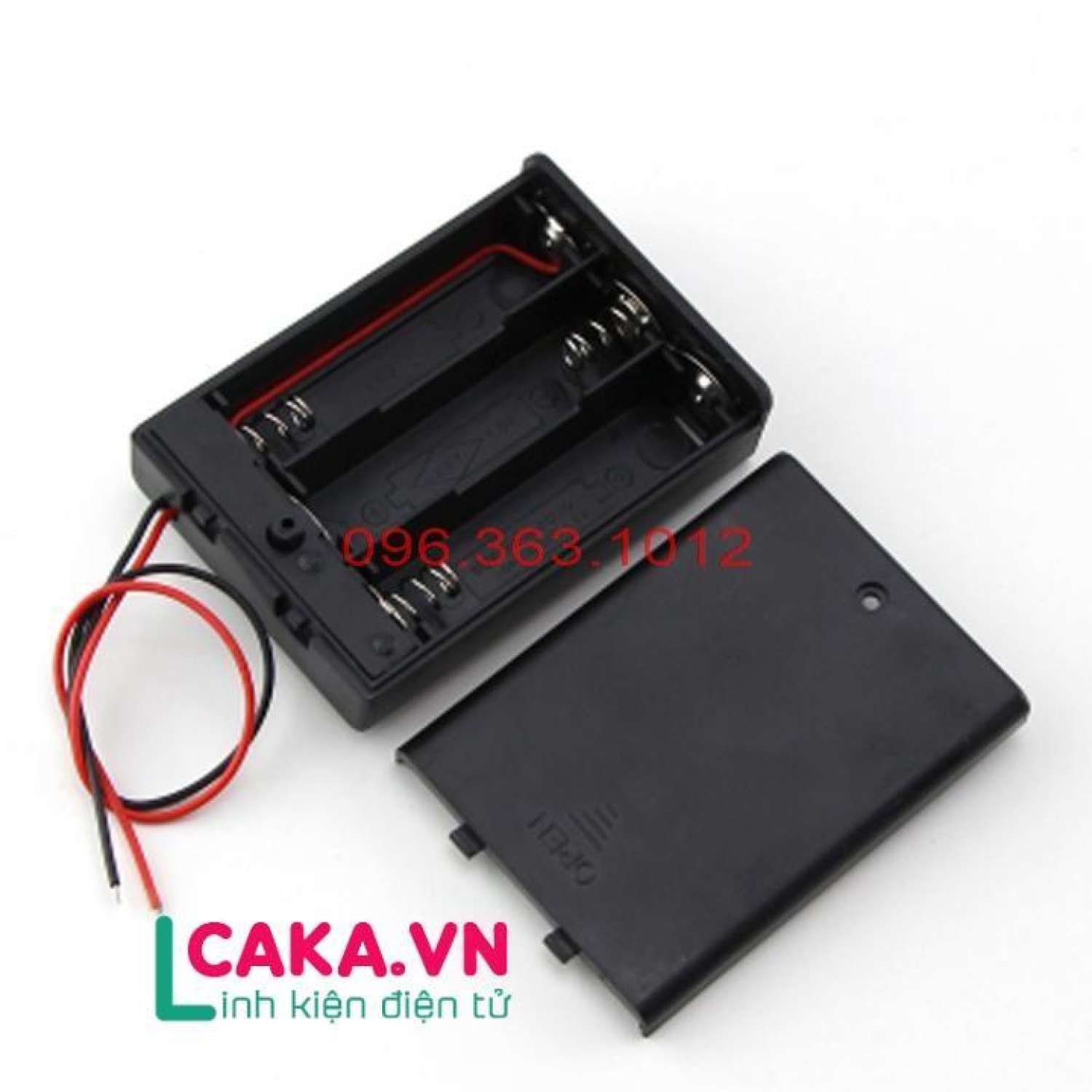 Hộp đựng pin aa 1.5v có nắp có công tắc 3 pin