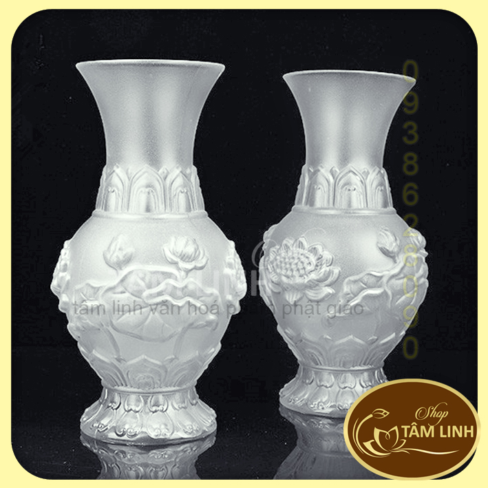 Bình Hoa Thờ Cúng Lưu Ly Trắng - Nhiều Sise