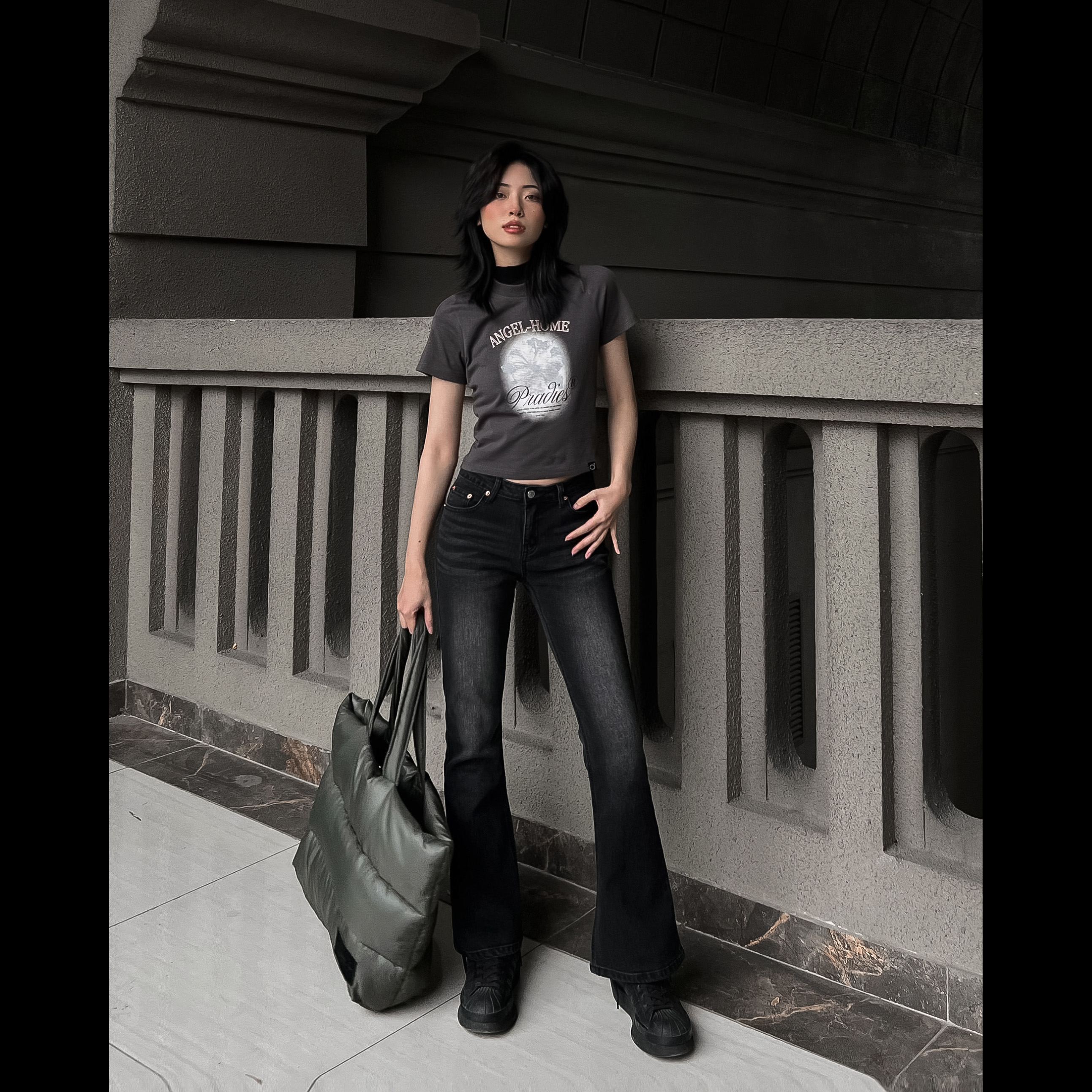 Quần Jeans Nữ Ống Loe PRADIES - Faded Flared