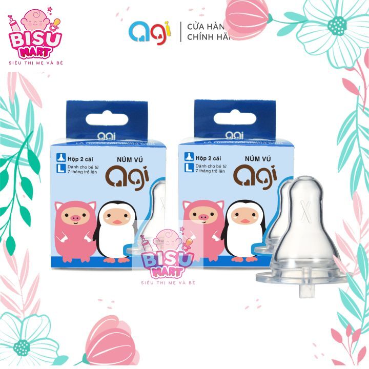 Núm vú bình sữa Agi silicon mềm cổ hẹp size S M L