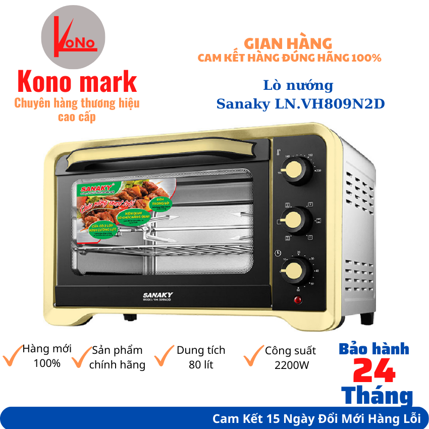 Lò nướng Sanaky LN.VH809N2D-lò nướng điện 80 lít-2200W tiết kiệm điện nướng đa năng-bảo hành 24 tháng trên toàn quốc
