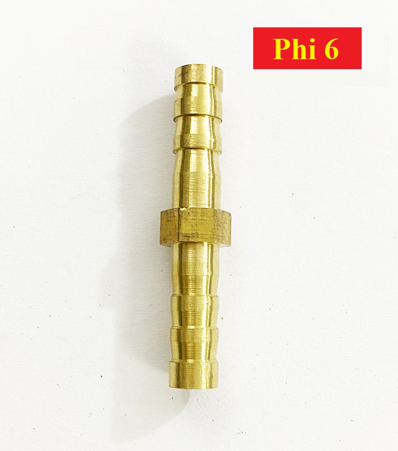 Đầu nối ống 2 đầu phi 6 ( = 6mm ) ( loại bé nhất ) - đầu nối đuôi chuột, đầu nối ống nước bằng ĐỒNG Cứng