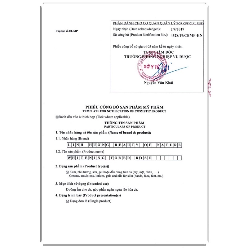 Nước hoa hồng Linh Hương