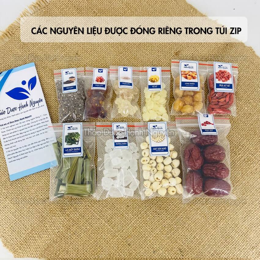 Combo 3 set chè dưỡng nhan 10 vị (chè tuyết yến - bồ mễ - nhựa đào thơm ngon, thanh mát) - Thảo dược Hạnh Nguyên