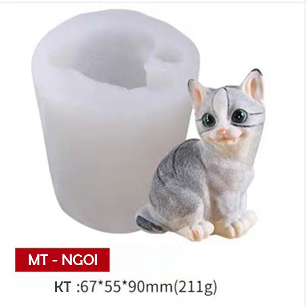Khuôn silicon con mèo to làm bánh rau câu nến thơm đúc tượng