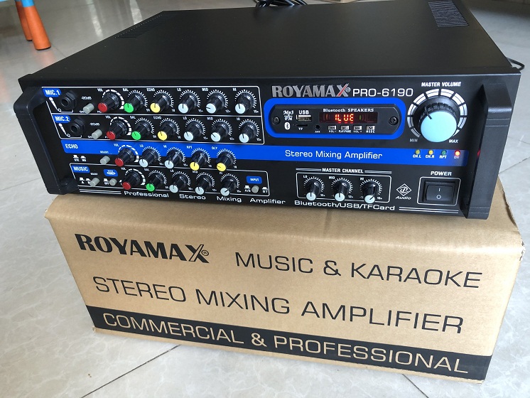Amply Bluetooth ROYAMAX 6190 chạy 12 sò Bluetooth 5.0 Cs 800W