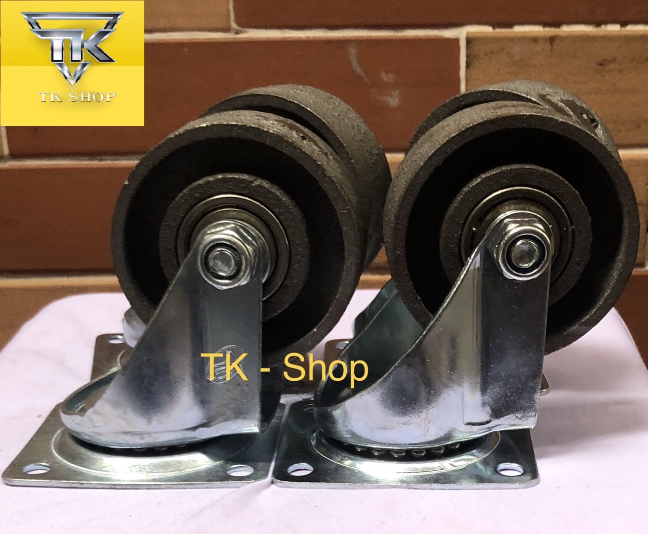 Bộ 4 Bánh Xe Đẩy Gang Đúc 75x32 ( Tải Trọng 400kg)