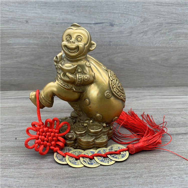 Tượng đồng may mắn khỉ phong thủy khỉ chi khỉ đồ trang trí đồ trang trí 12 con giáp khỉ thủ công đồng linh vật văn phòng
