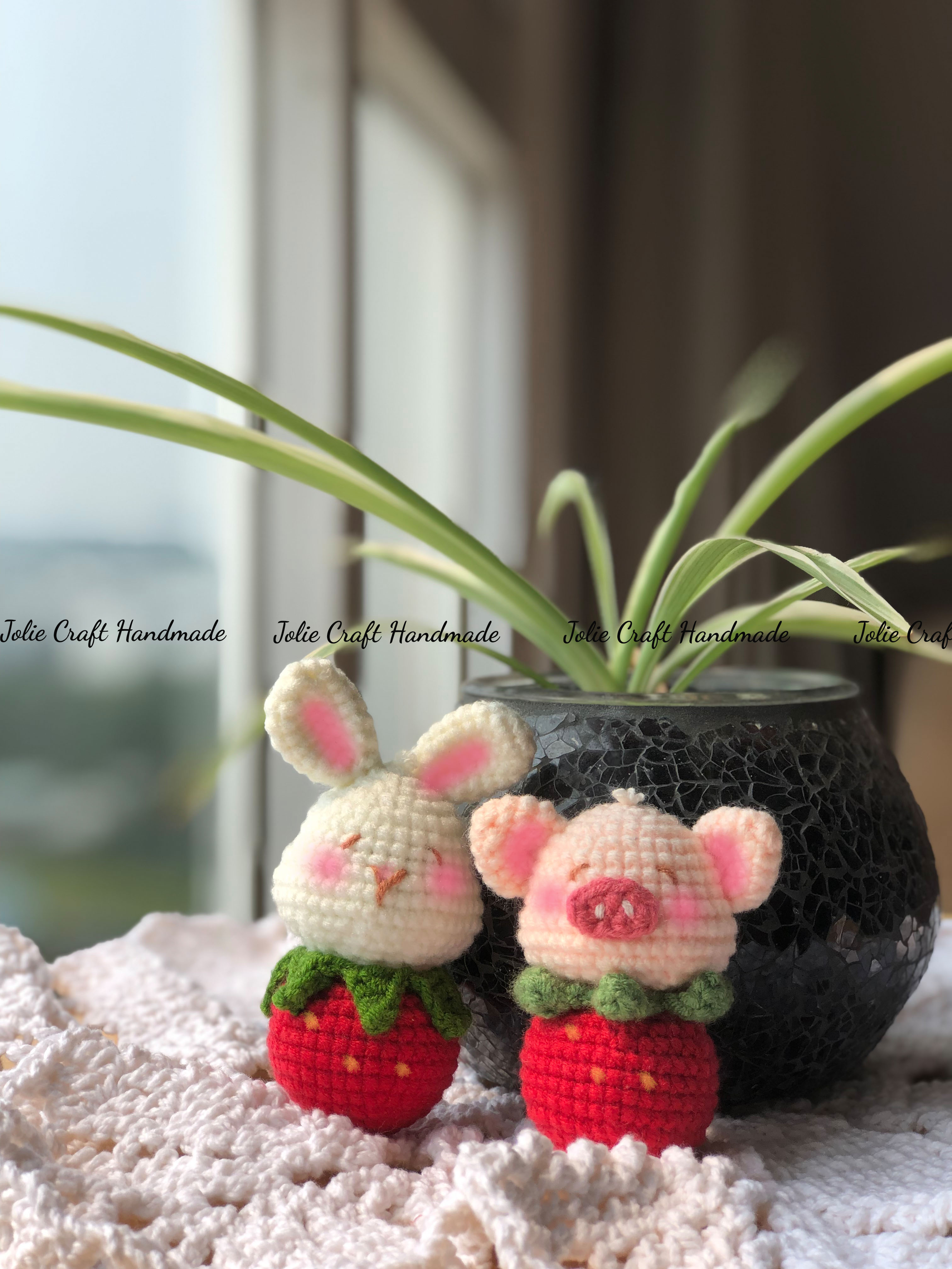 Móc khóa thỏ dâu- heo dâu cute