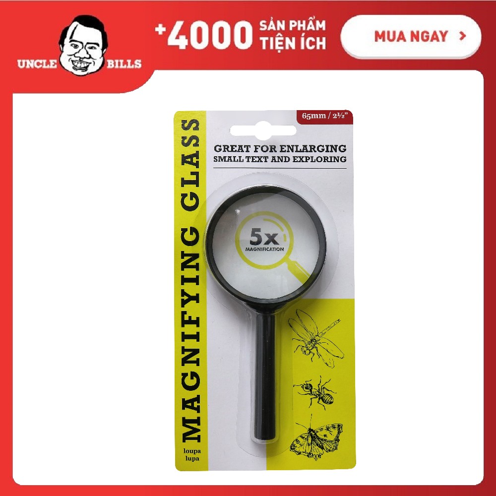 Kính lúp cầm tay độ phóng đại 5 lầnsize 13 x 6.5 cm Uncle Bills SG0034