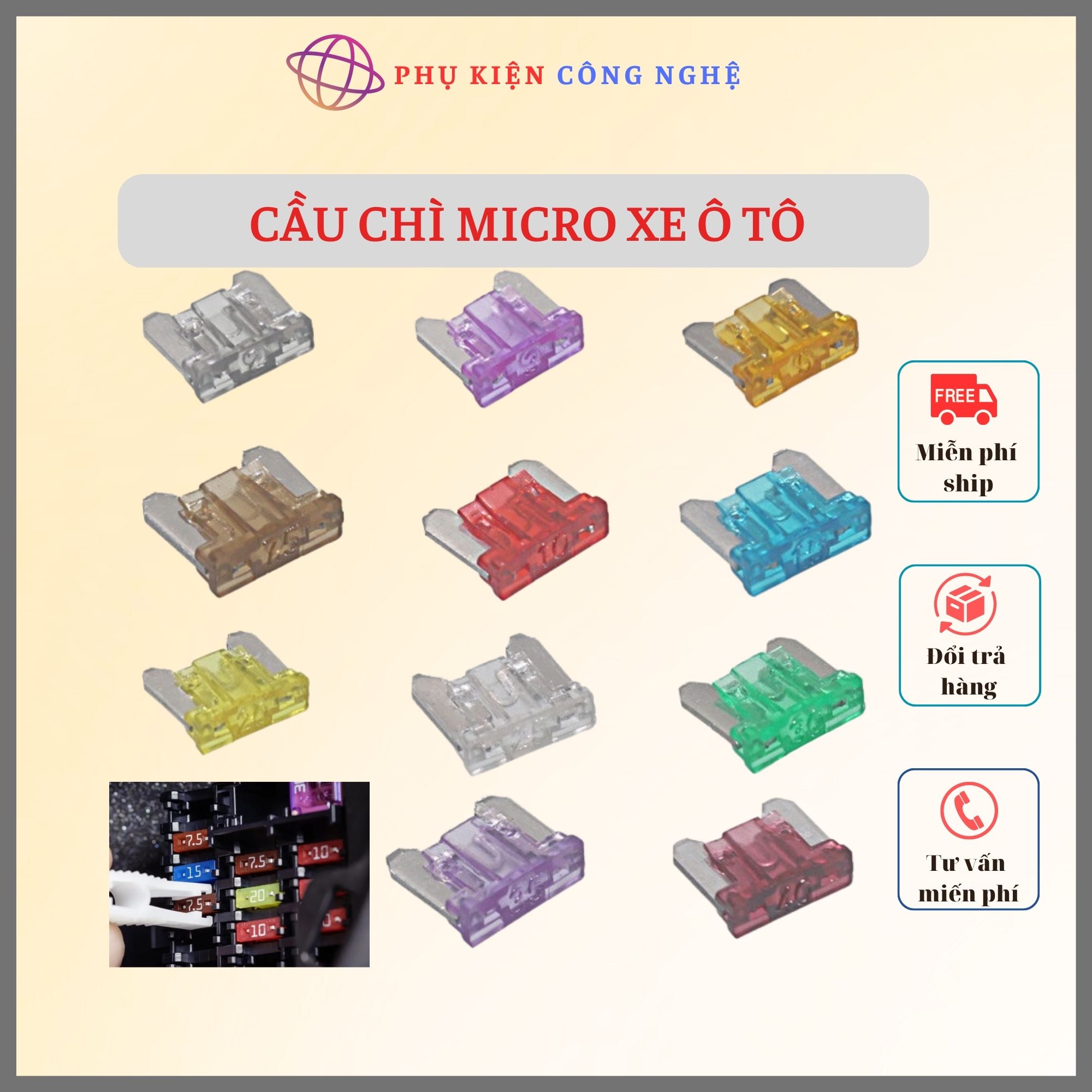 Cầu chì micro dùng cho xe ô tô (1 cái)