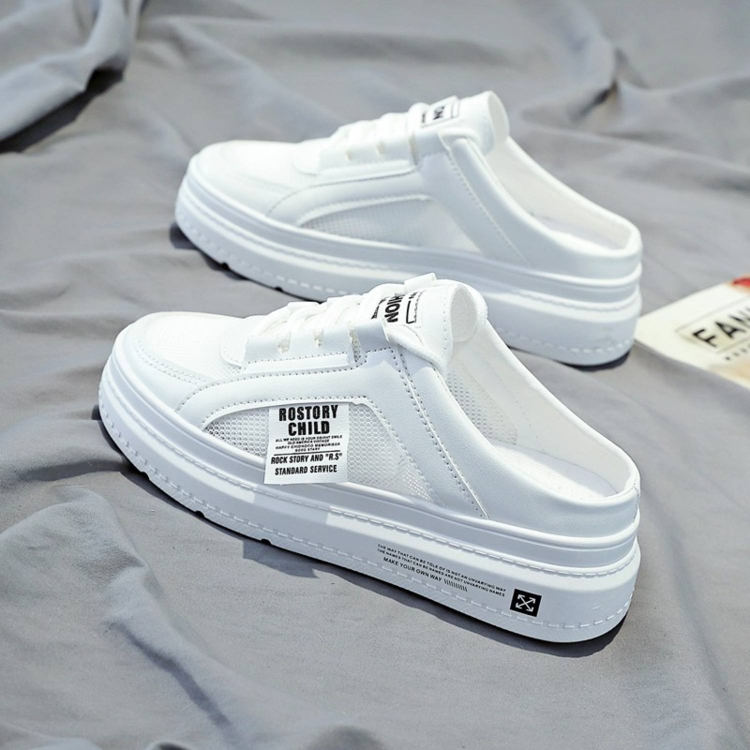 Giày Lưới Sục Nữ Giày Slip On Dế Bánh Mì 5 Phân