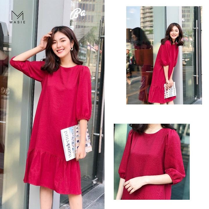 Đầm bầu tay phồng đuôi cá