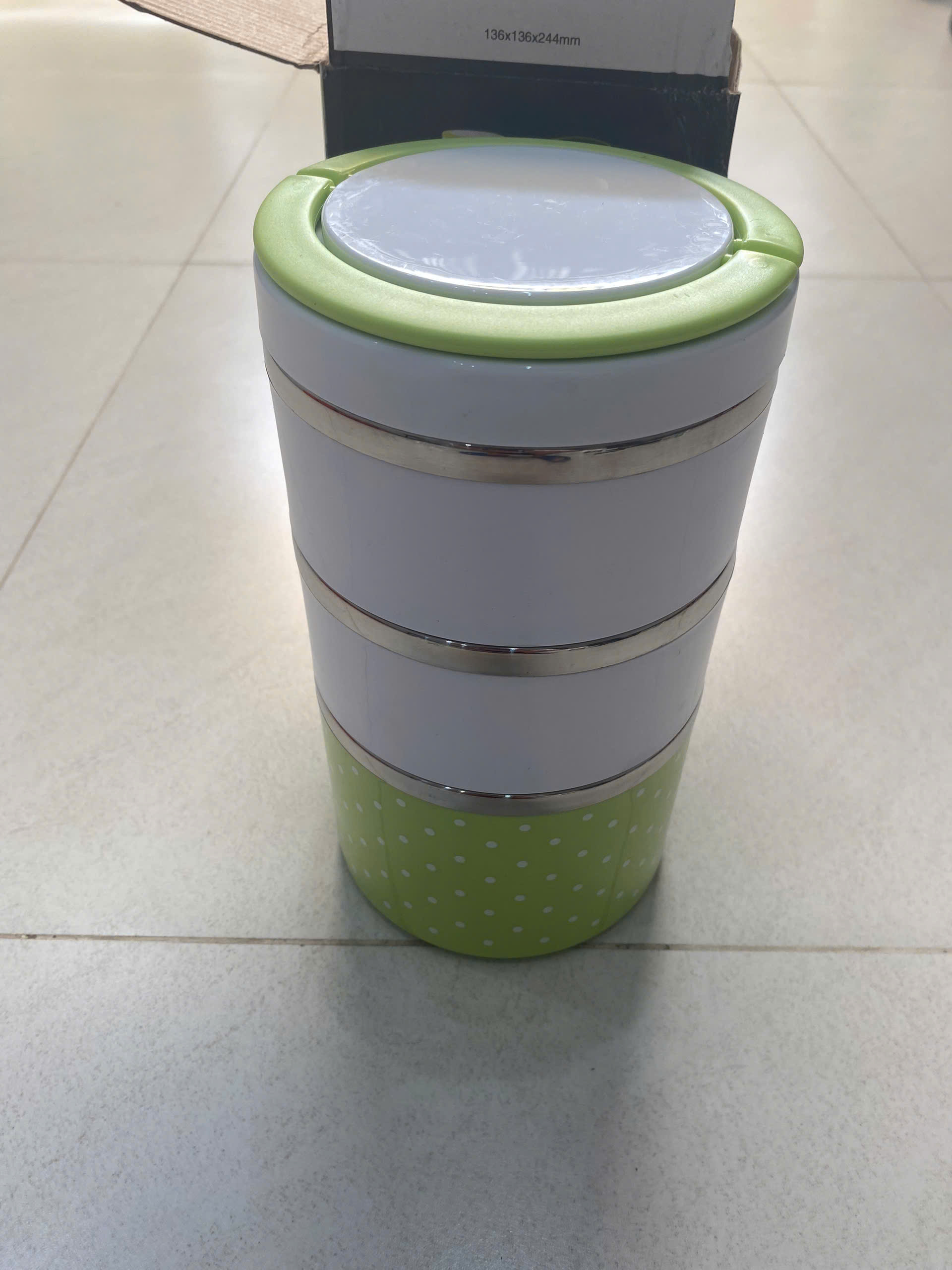[HCM]Cà Mên Giữ Nhiệt  3 Tầng Chấm Bi Size 12cm và 14cm
