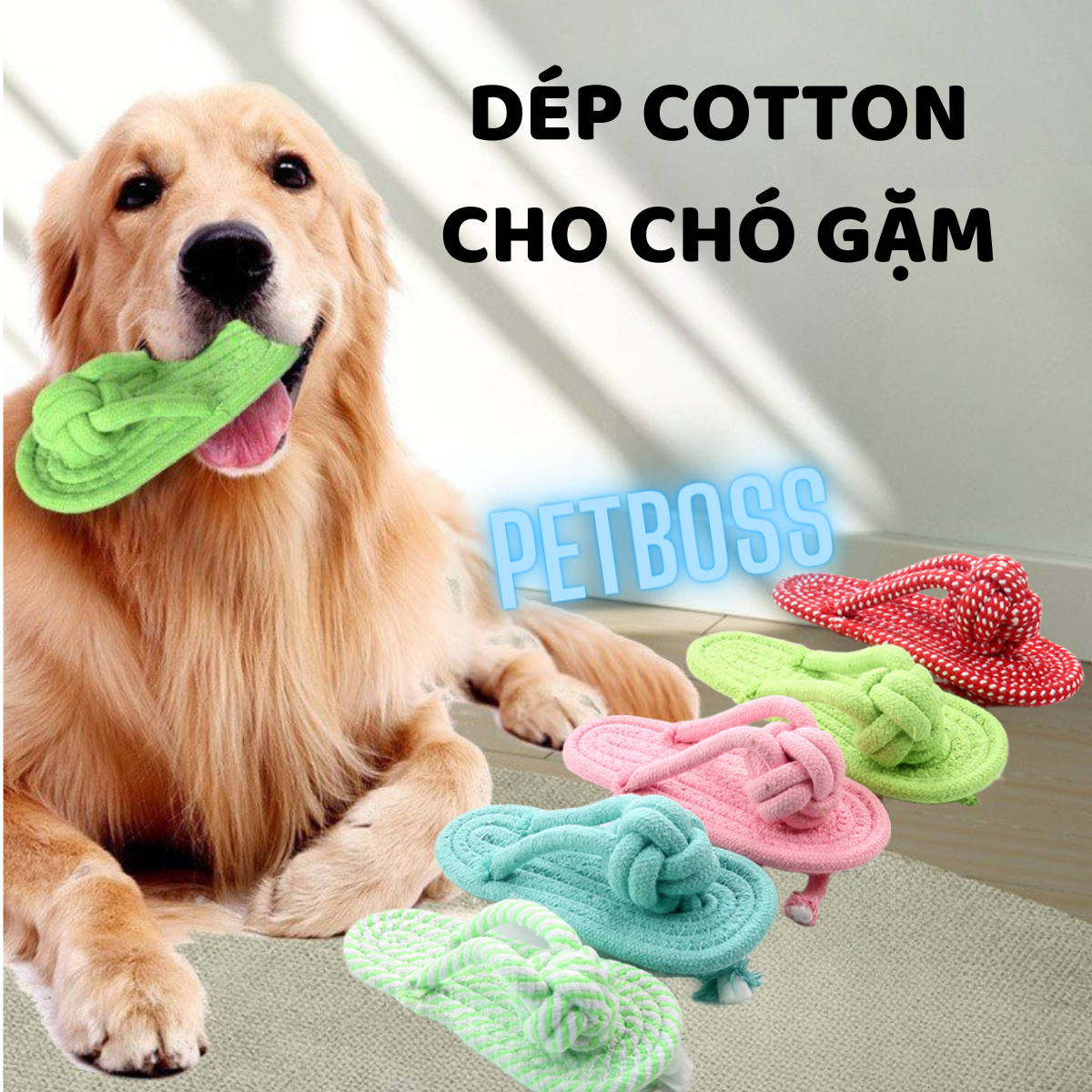 Dép cotton cho chó gặm, đồ chơi cho chó gặm