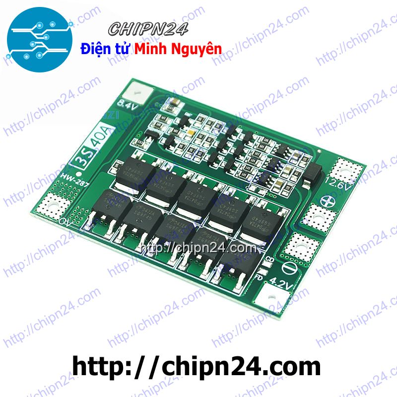 [1 pcs] (A63) Mạch sạc bảo vệ pin 18650 3 cell 40A XANH
