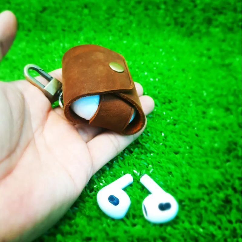 BAO DA AIRPODS 3 TỐI GIÃN DA THẬT HANDMADE