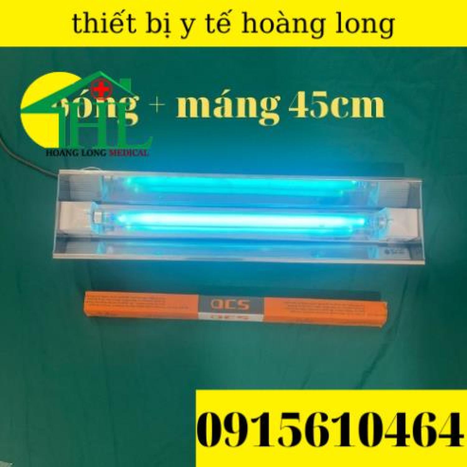 Đèn UVC Diệt Khuẩn Không Khí , Đèn Cực Tím [COMBO Máng + Bóng UV 45cm ]