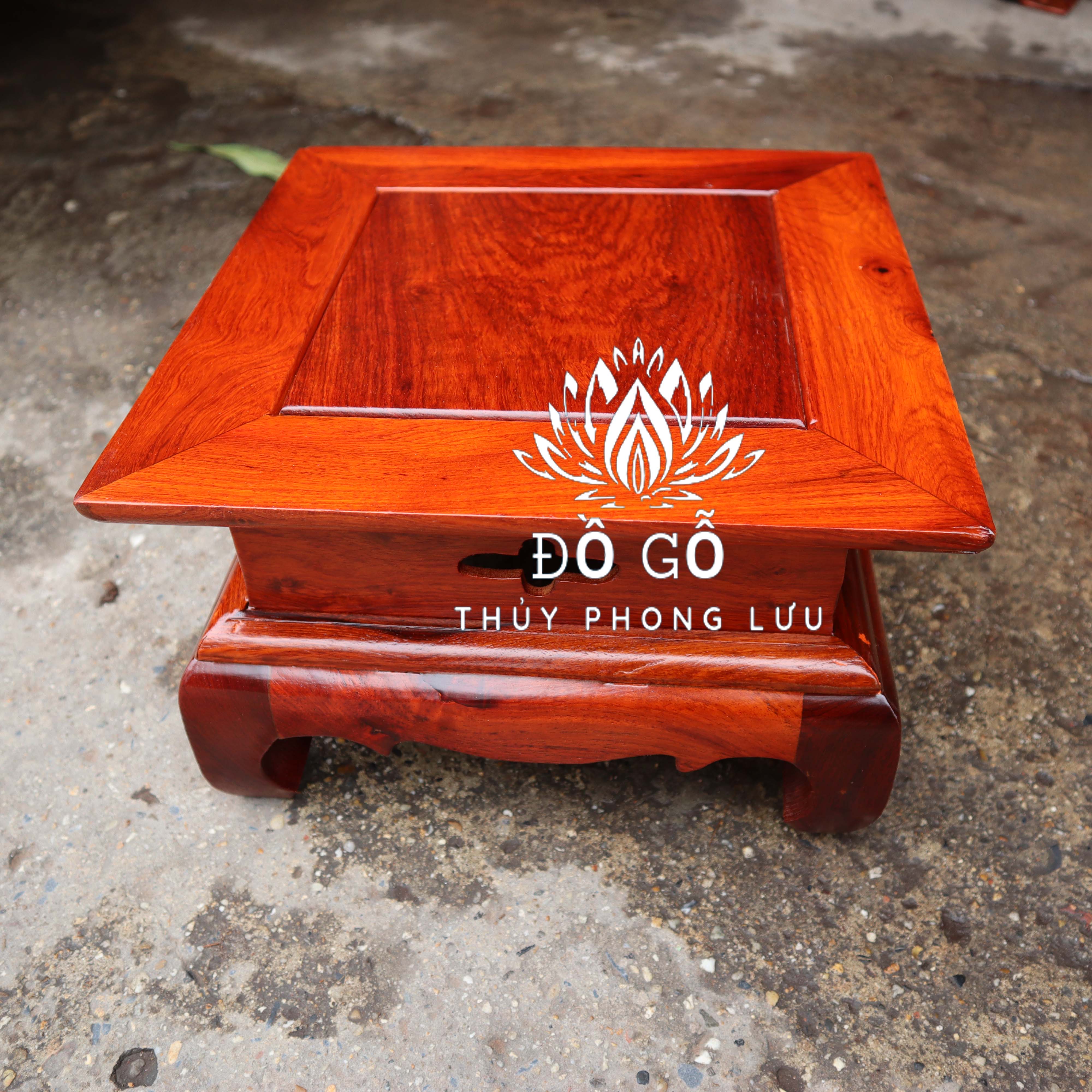 Đôn đế kỷ kê phong thủy vuông gỗ hương cao 16cm