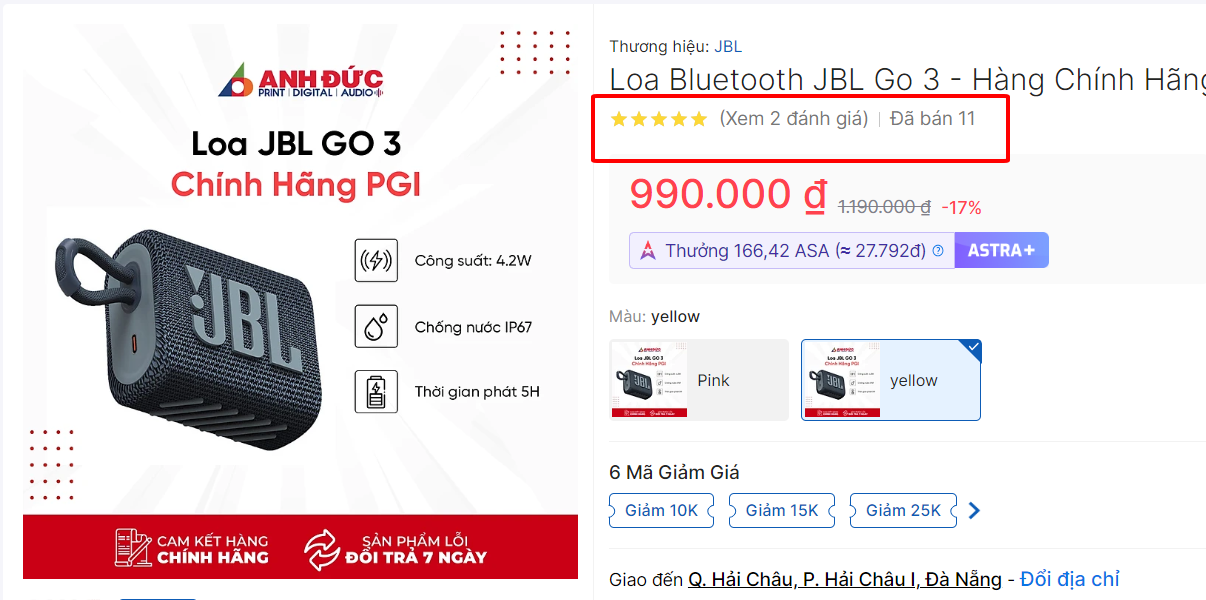 Loa Bluetooth JBL GO 3 - Hàng Chính Hãng PGI