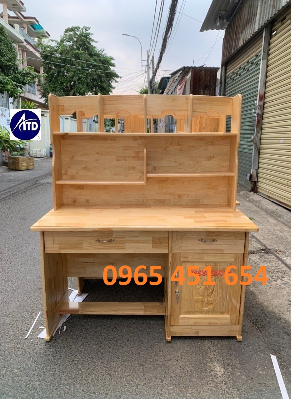 Bàn học sinh cấp 1, cấp 2, cấp 3 bàn gỗ Thông có kèm kệ sách