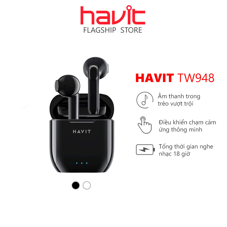 Tai nghe bluetooth TWS Havit TW948, chống nước IPX4