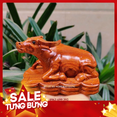 Tượng con trâu gỗ hương 12 cm (mẫu mới)