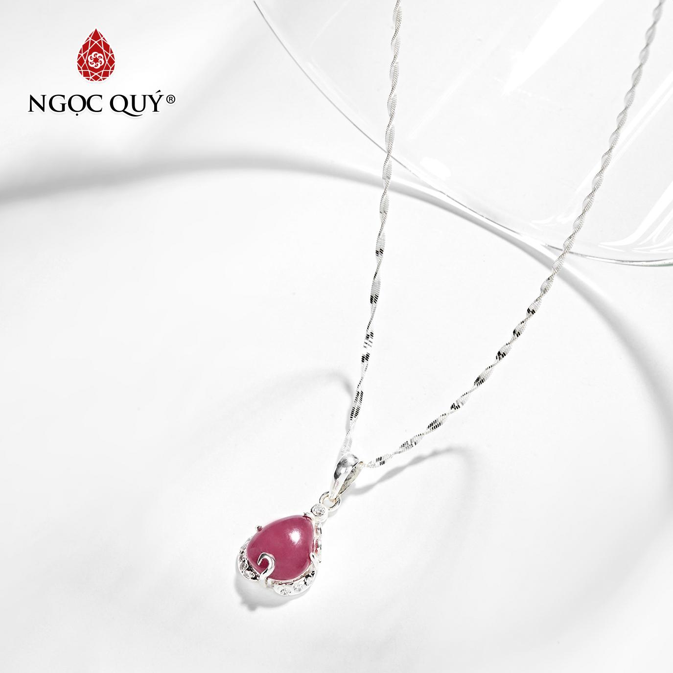 Mặt dây chuyền đá ruby giọt nước bọc bạc mệnh hoả thổ - ngọc quý gemstones
