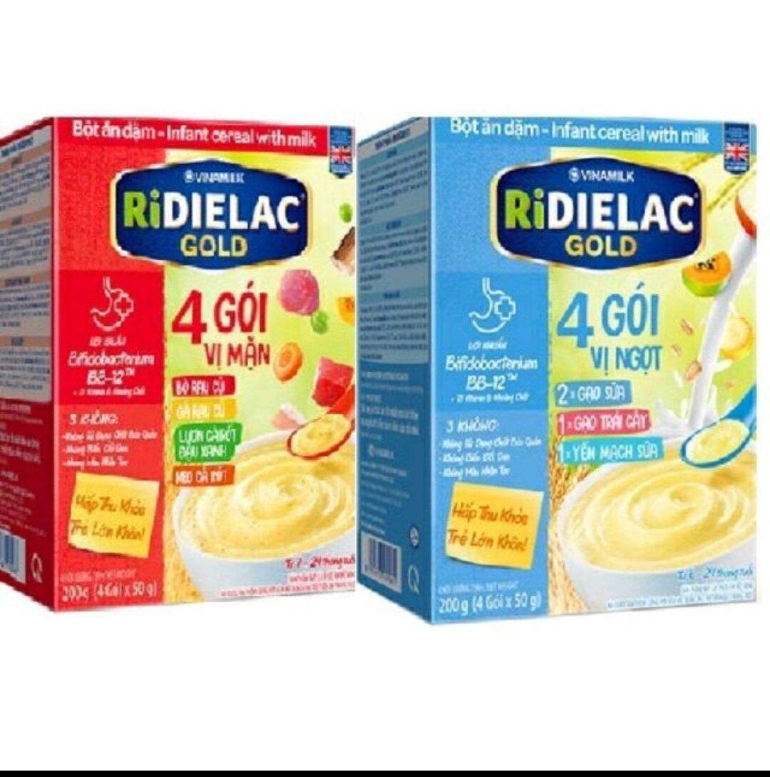 Bột ăn dặm RIDIELAC GOLD 4 gói vị mặn (hộp giấy 200g)