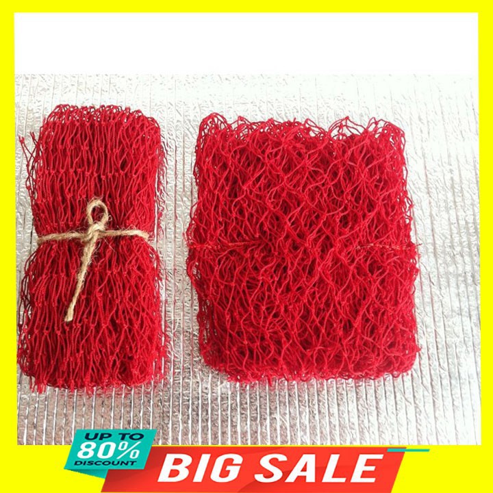 Combo 3 miếng rửa chén bát hình lưới màu đỏ đẹp