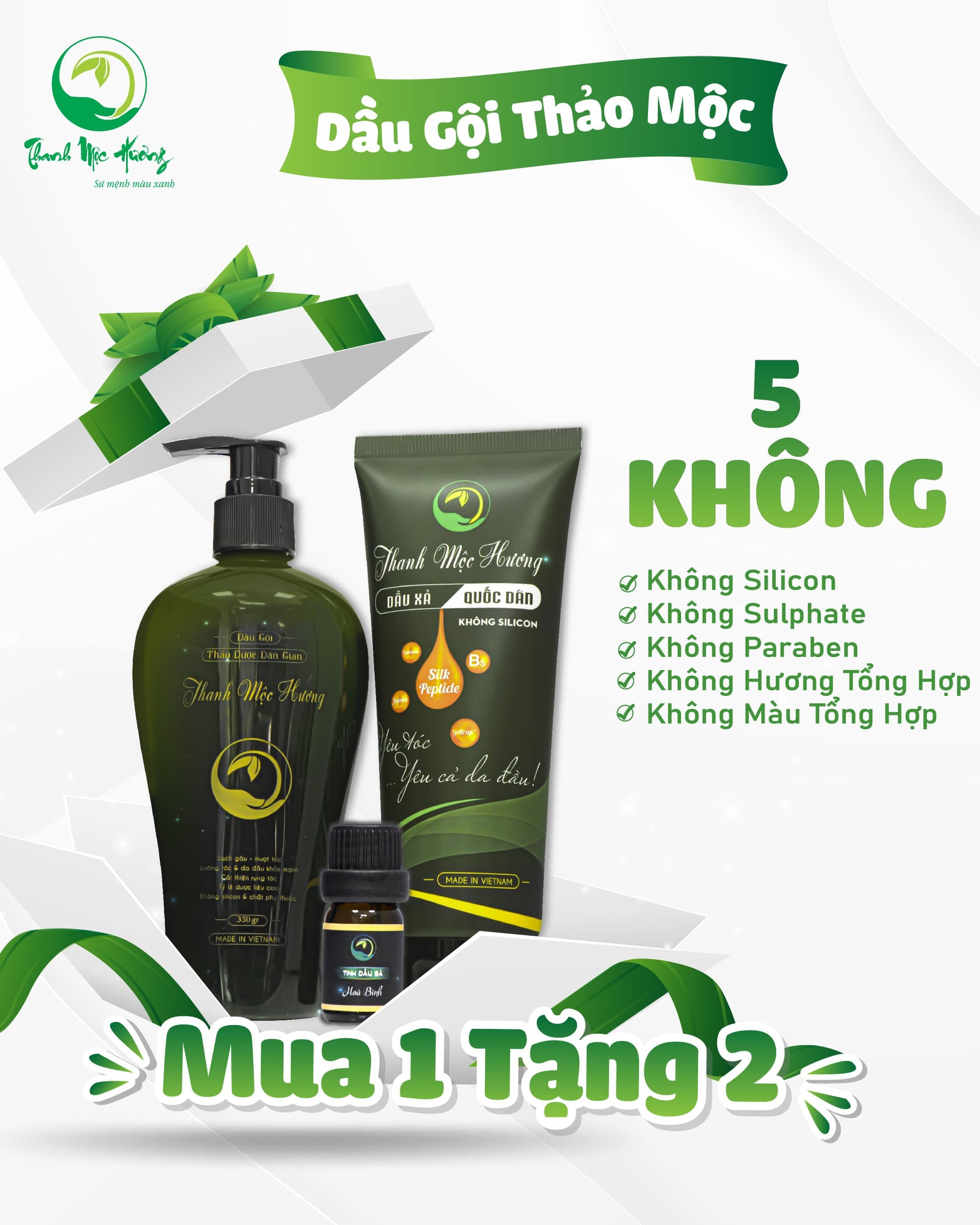 [HCM]Combo Dầu Gội & Dầu Xả Thanh Mộc Hương
