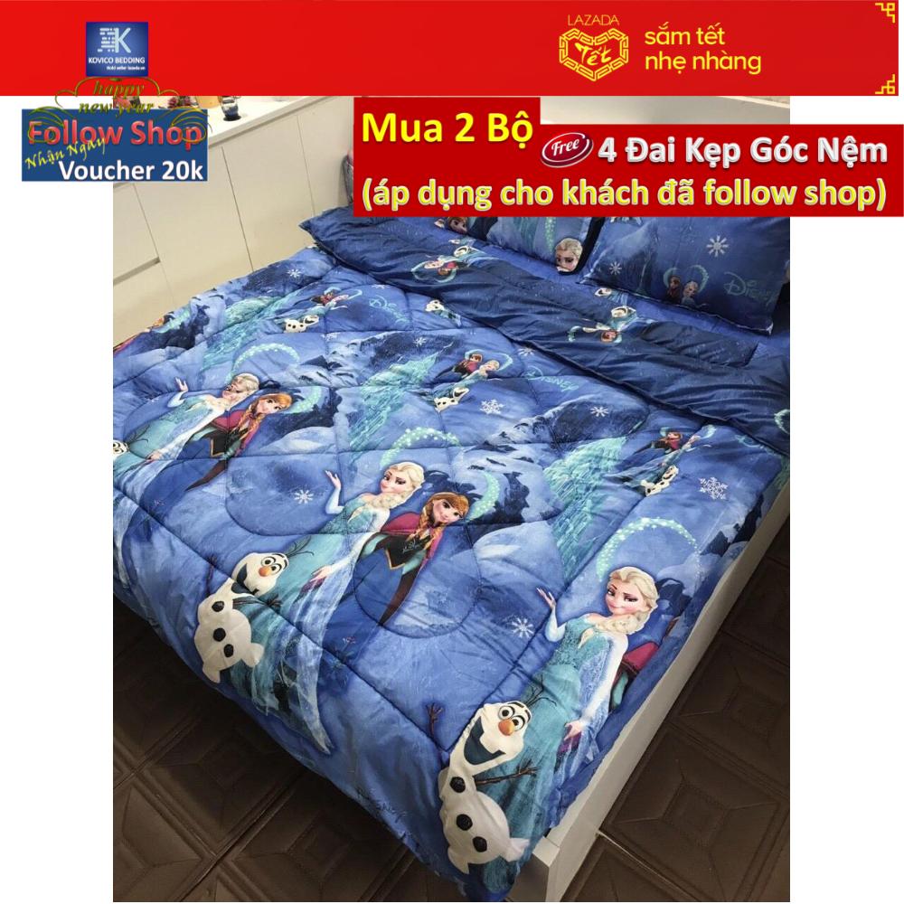 (FreeShip MAX) Chăn Chần Gòn Poly Mẫu Công CHúa Elsa