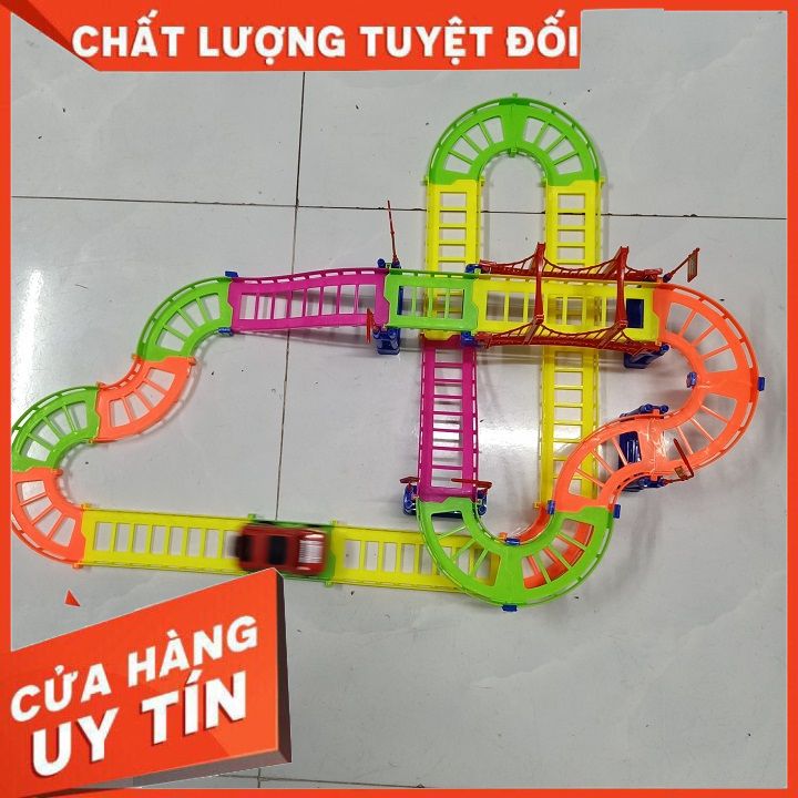 {Đồ chơi lắp ráp thông minh} Bộ lắp ráp ray tàu lửa nhiều chi tiết
