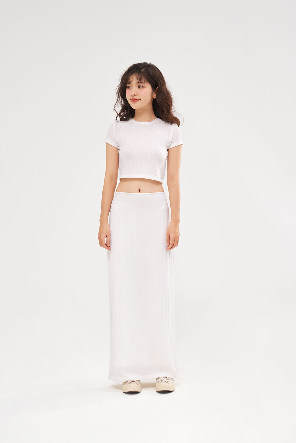 DOTTIE - Váy midi vải thun gân S0137