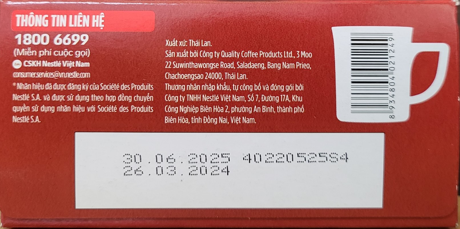 NESCAFE (hộp RED CUP 30gr / 15 gói) CÀ PHÊ HÒA TAN NESTLE Red Cup Coffee