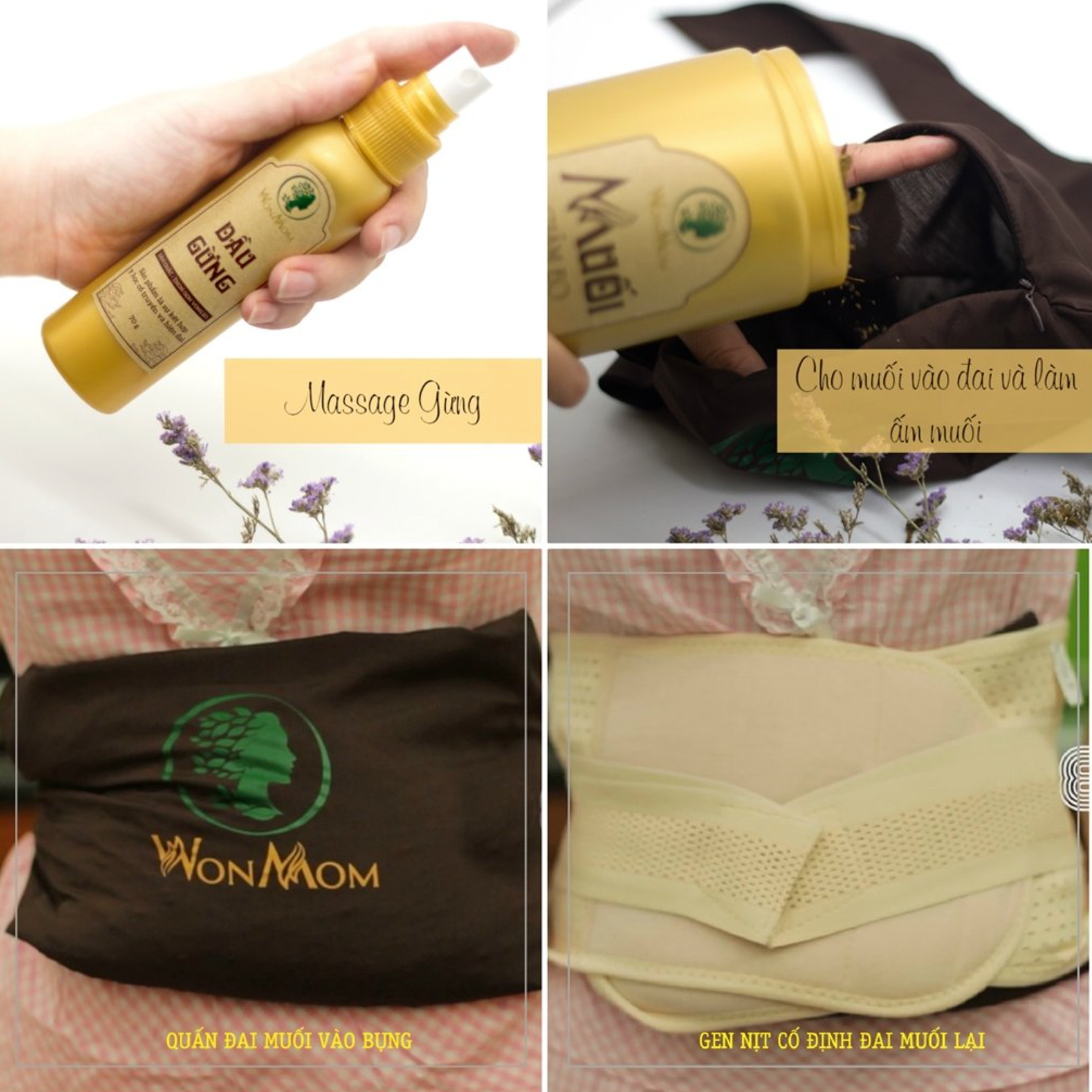 Đai quấn muối thảo dược giảm eo Wonmom