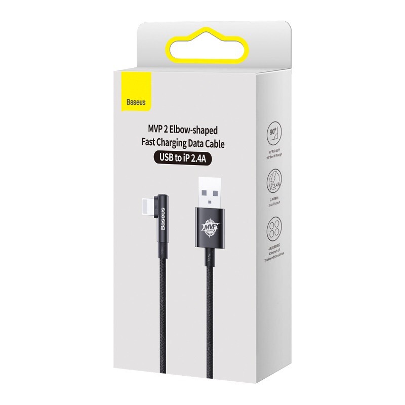Dây cáp sạc nhanh iphone baseus 2.4a mvp dành cho điên thoại lightning có chân vuông góc 90 độ