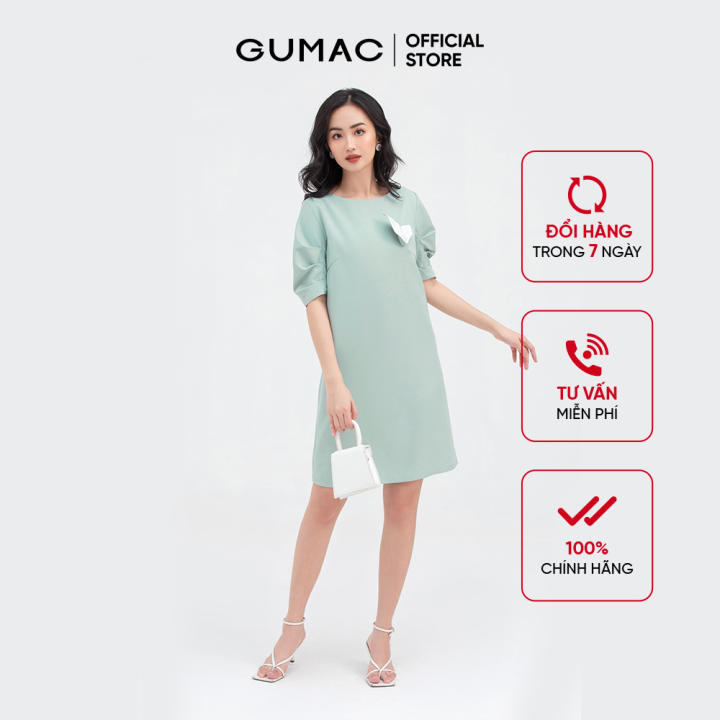 Đầm nữ suông phối phụ kiện mẫu mới GUMAC DB820 – Gumac >>> top1shop >>> lazada.vn