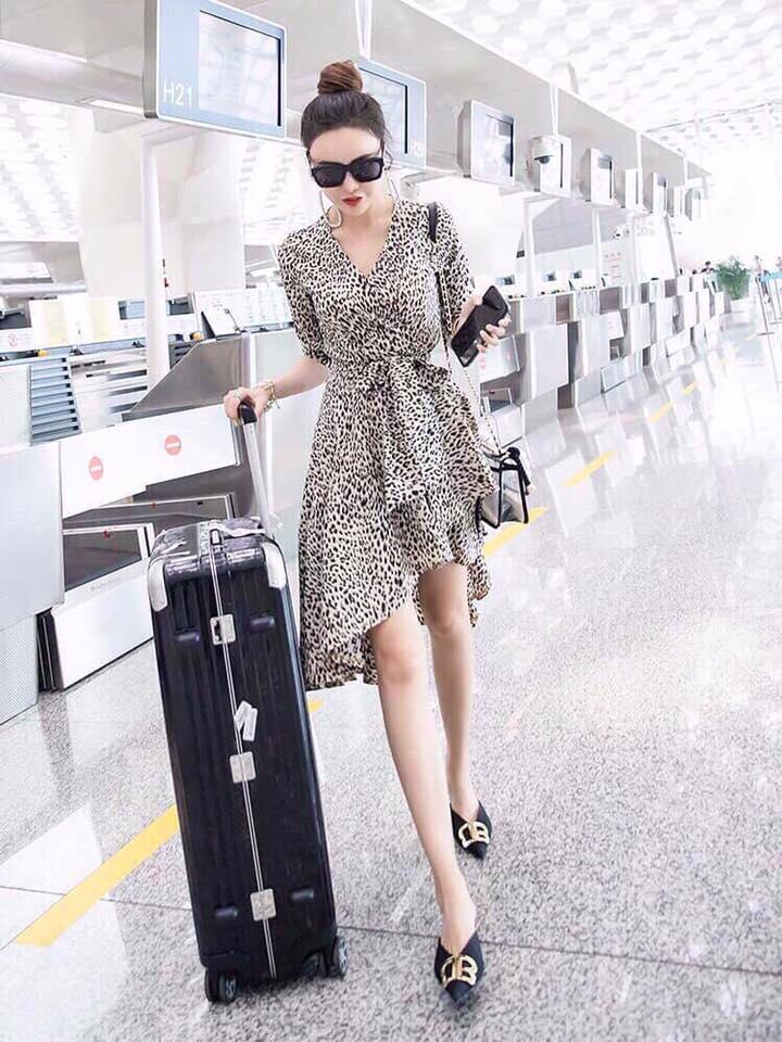 Đầm xòe họa tiết beo cao cấp