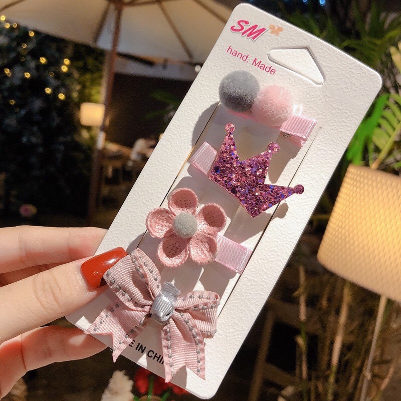 1 set nơ kẹp tóc công chúa cho bé gái hàng handmade
