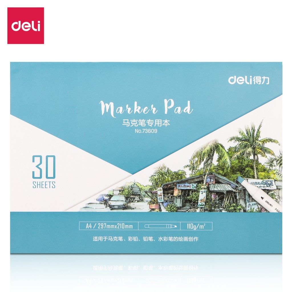 Mã LIFEDELI3 giảm 50K đơn 99K Giấy vẽ màu marker chuyên dụng Deli - 30 tờ